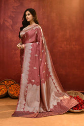 'Gul' Earthy Rose Mushru Satin Banarasi Handloom Saree